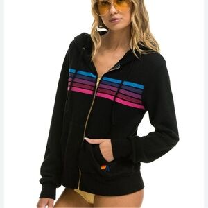Aviator Nation 5 Stripe Zip Hoodie